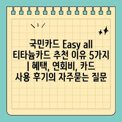 국민카드 Easy all 티타늄카드 추천 이유 5가지 | 혜택, 연회비, 카드 사용 후기