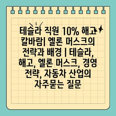 테슬라 직원 10% 해고 칼바람| 엘론 머스크의 전략과 배경 | 테슬라, 해고, 엘론 머스크, 경영 전략, 자동차 산업