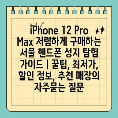 iPhone 12 Pro Max 저렴하게 구매하는 서울 핸드폰 성지 탐험 가이드 | 꿀팁, 최저가, 할인 정보, 추천 매장