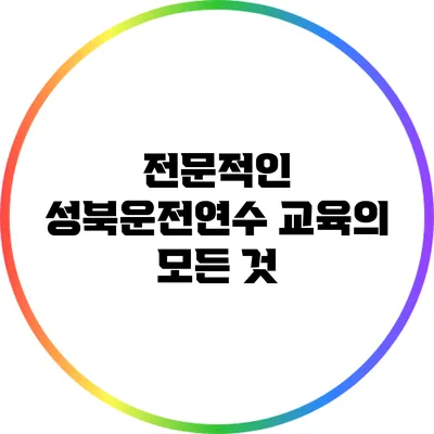 전문적인 성북운전연수 교육의 모든 것
