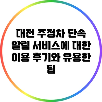 대전 주정차 단속 알림 서비스에 대한 이용 후기와 유용한 팁