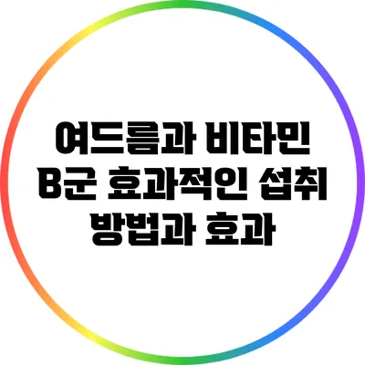 여드름과 비타민 B군: 효과적인 섭취 방법과 효과
