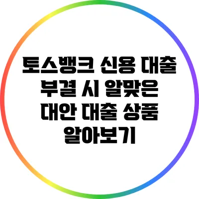 토스뱅크 신용 대출 부결 시 알맞은 대안 대출 상품 알아보기