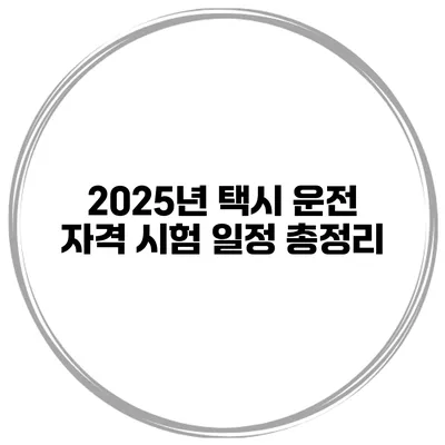 2025년 택시 운전 자격 시험 일정 총정리