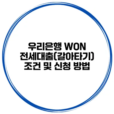 우리은행 WON 전세대출(갈아타기) 조건 및 신청 방법