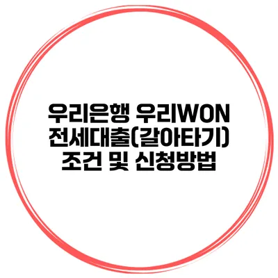 우리은행 우리WON 전세대출(갈아타기) 조건 및 신청방법
